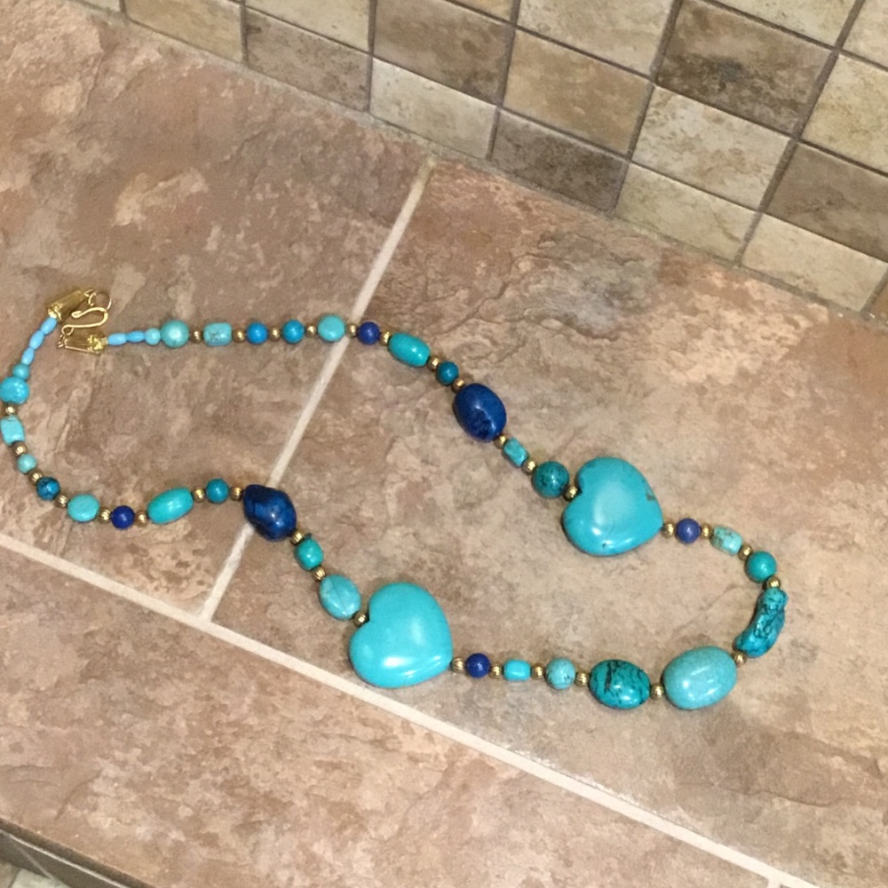 Turquoise magnesite heart necklace